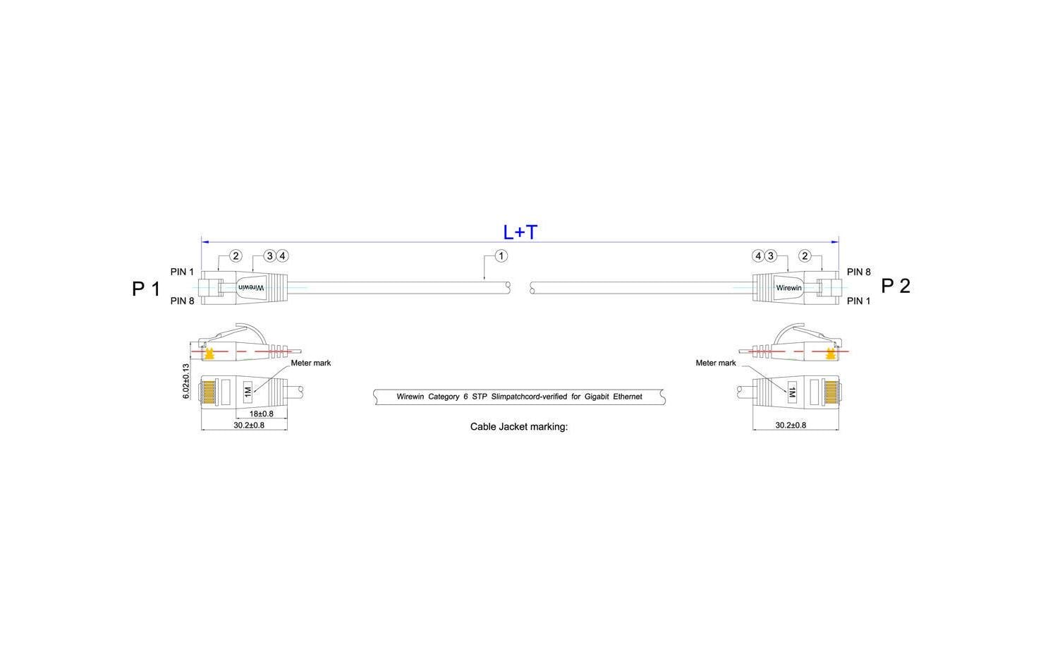 Slimpatchkabel RJ-45 - RJ-45, Cat 6, U/FTP, 5 m, GrauGeschirmtes Cat 6 Twisted-Pair-Kabel (U/FTP) mit Klinkenschutz