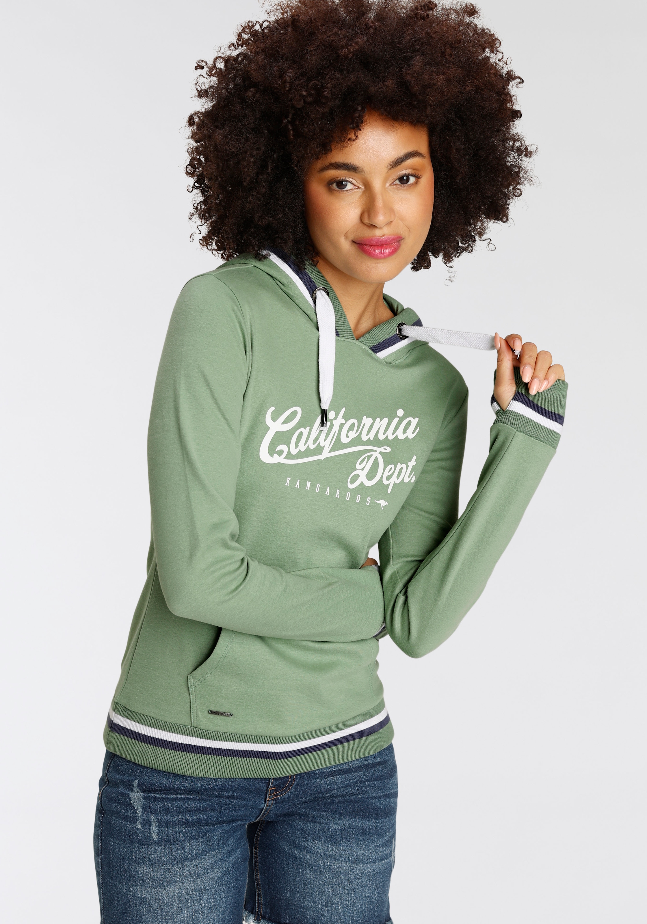 KangaROOS Kapuzensweatshirt , Langarm,  figurbetont,  mit Kapuze,  aus Baumwolle