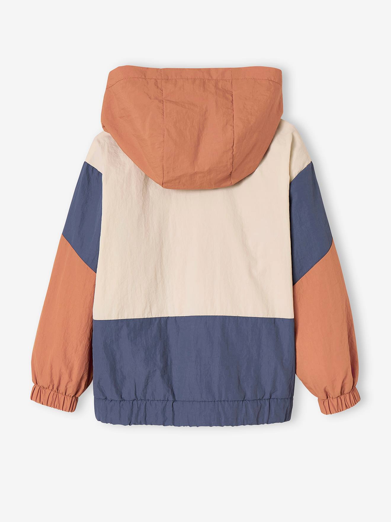Jaqueta corta-vento laranja com efeito colorblock para meninos