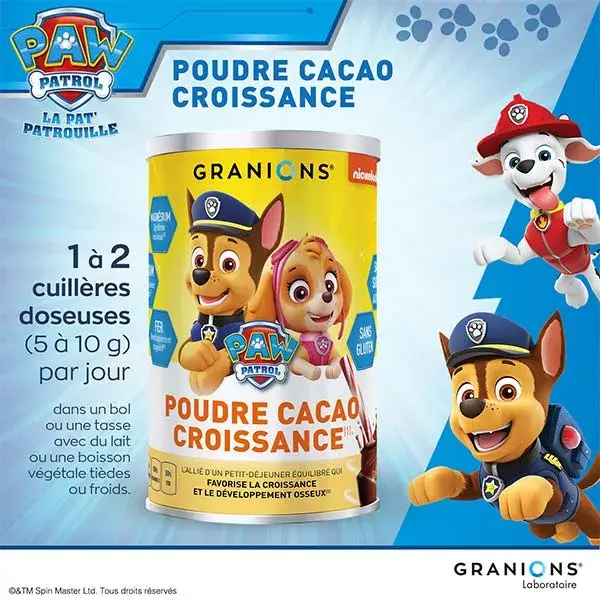 Granions Cacau em Pó Patrulha Canina para Crescimento 300g