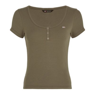 Tee-shirt à manches courtes femme Slim Henley TOMMY HILFIGER