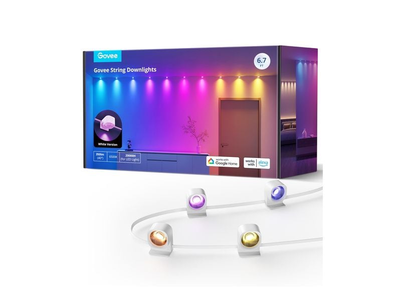 Govee LED String-Downlights, RGBIC, 5 m Smarte LED-Lichterkette/Deckenleuchte mit RGBIC-Segmentfarben