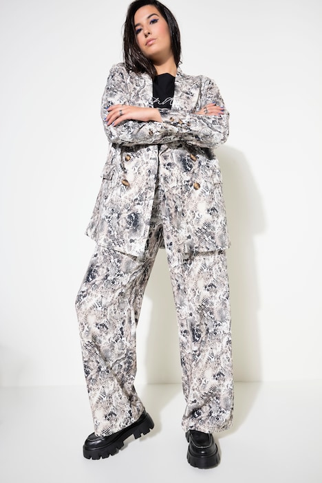 Blazer, Loose Shape, Snake-Print, doppelreihig