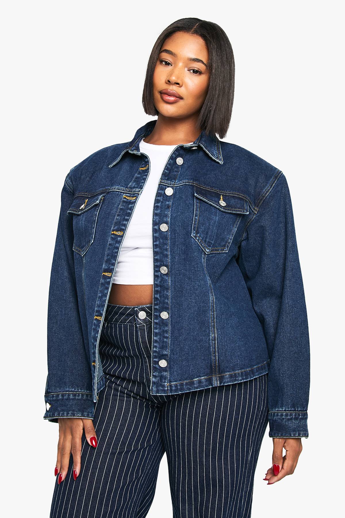 boohoo Veste en denim avec détails d'épaulettes