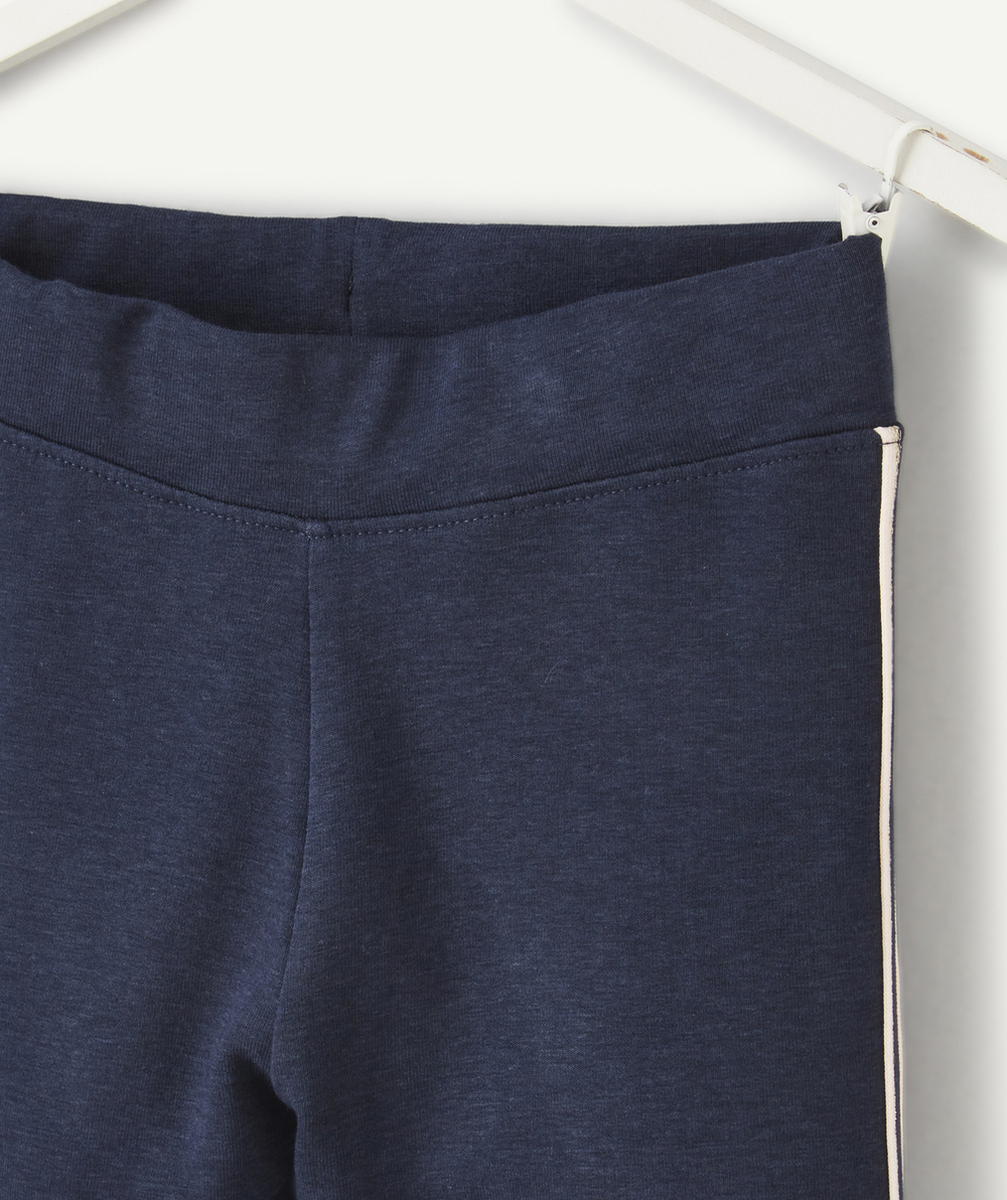 LEGGING FILLE EN VISCOSE RESPONSABLE BLEU MARINE AVEC BANDES