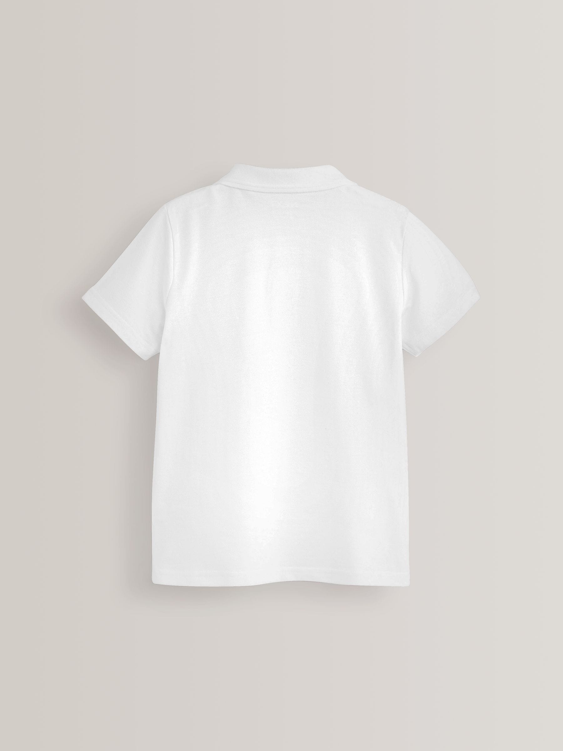 Wit - Verpakking van 5 katoenen poloshirts met korte mouwen voor school (3-16jr)