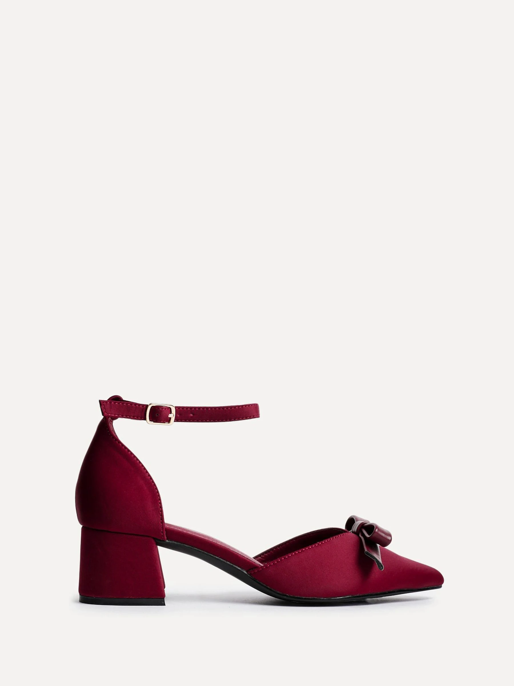 Rood - Linzi Orla lage blokhakpumps met strik