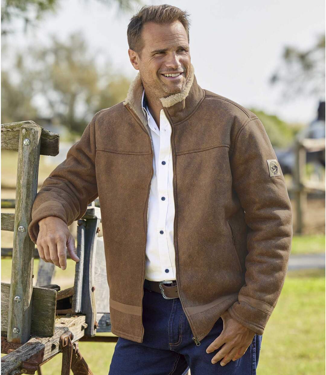 Blouson Aviateur Effet Daim Doublé Sherpa