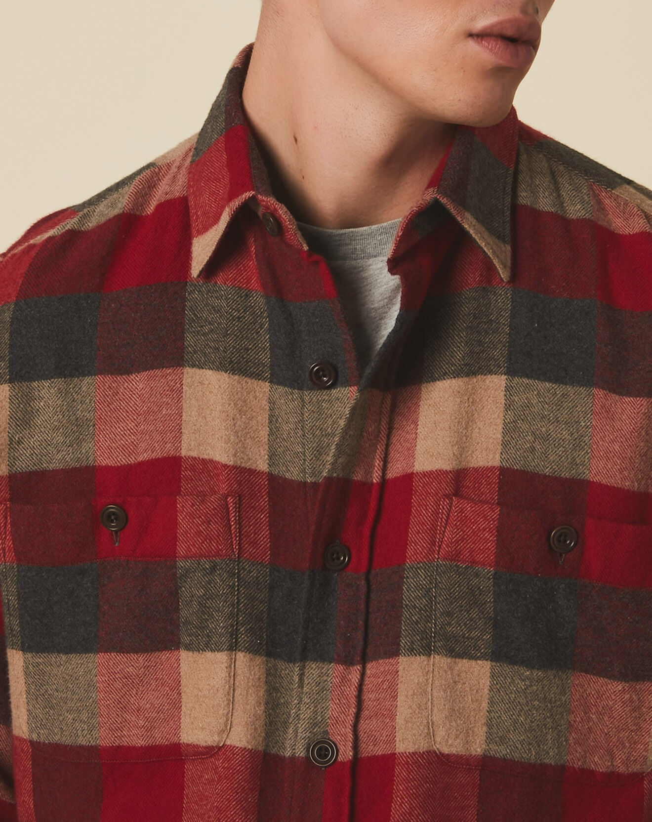 Hartford Surchemise slim Percey navy/camel/rouge