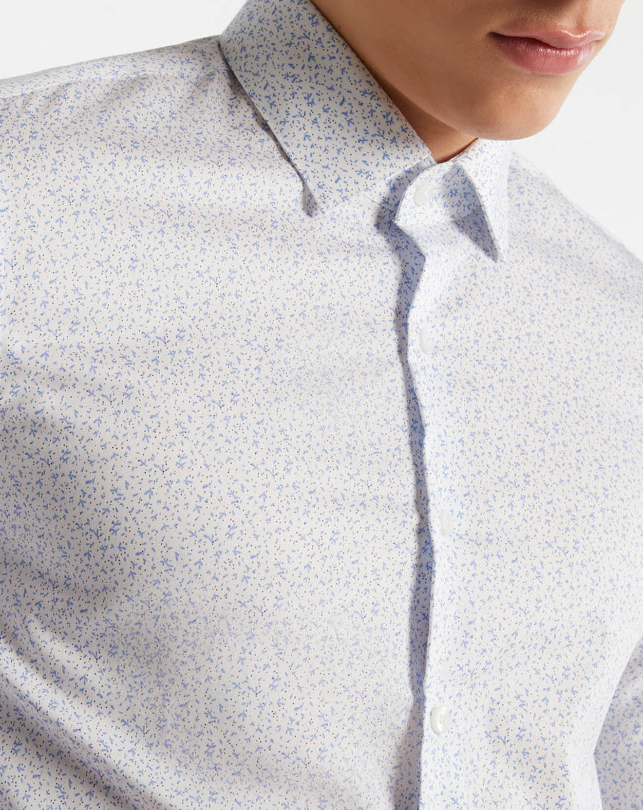 Calvin Klein Chemise slim Micro Fleurs blanc/bleu