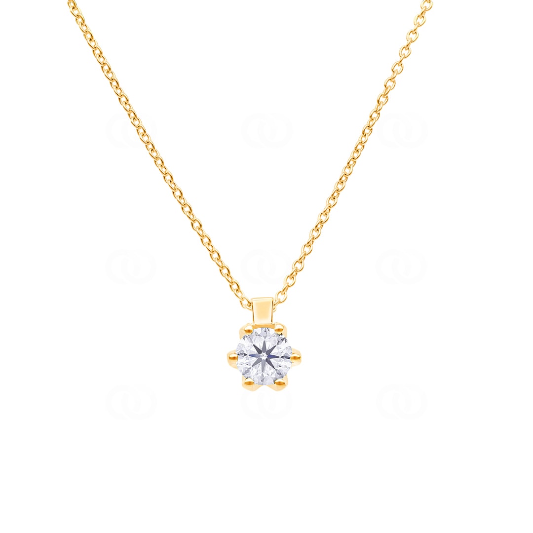 Collier mit Anhänger 750/18 K Gelbgold mit GIA-Diamant 0.70 ct H/si in 6-Griff