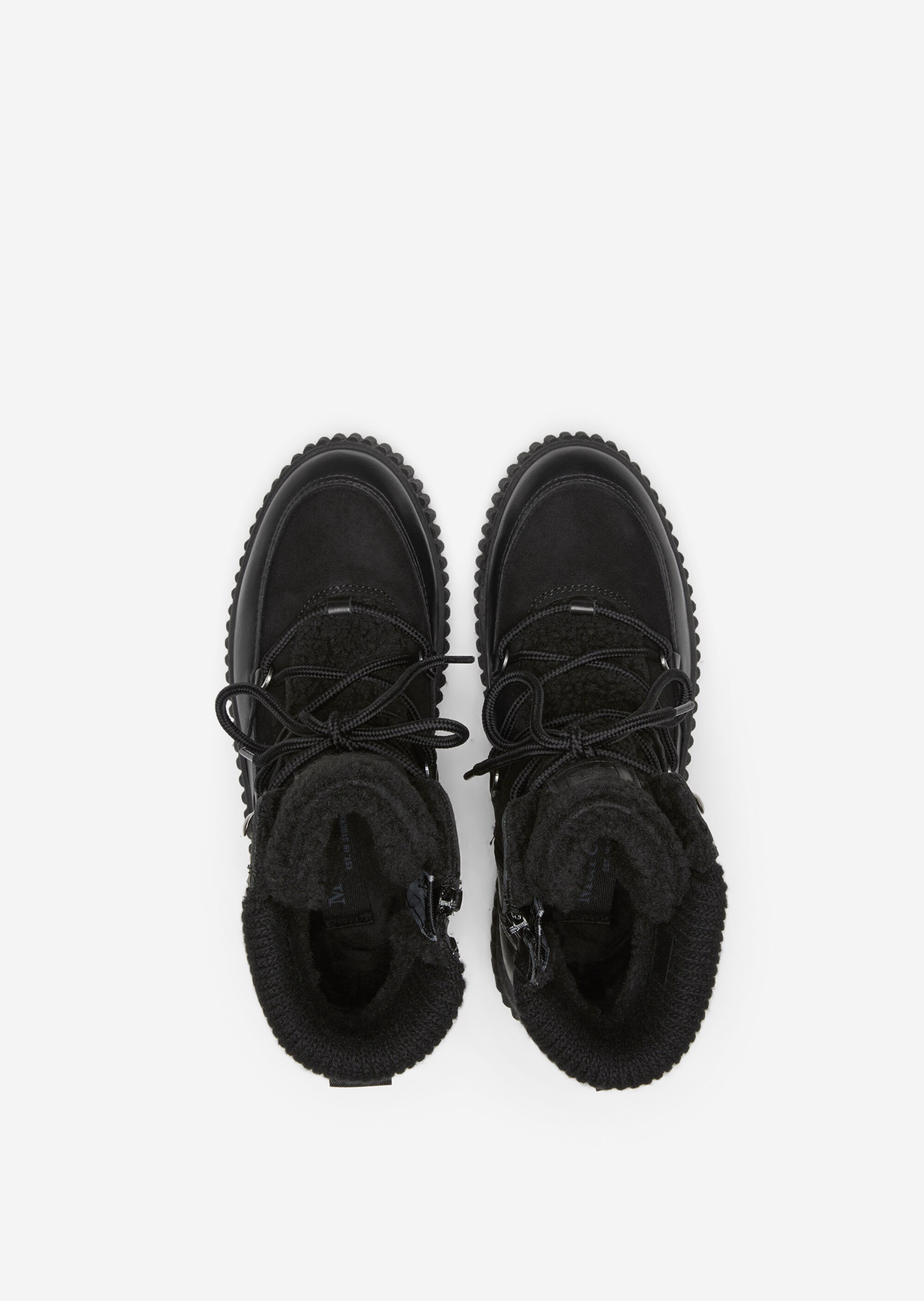 Schnürstiefel aus Leder-Textil-Mix