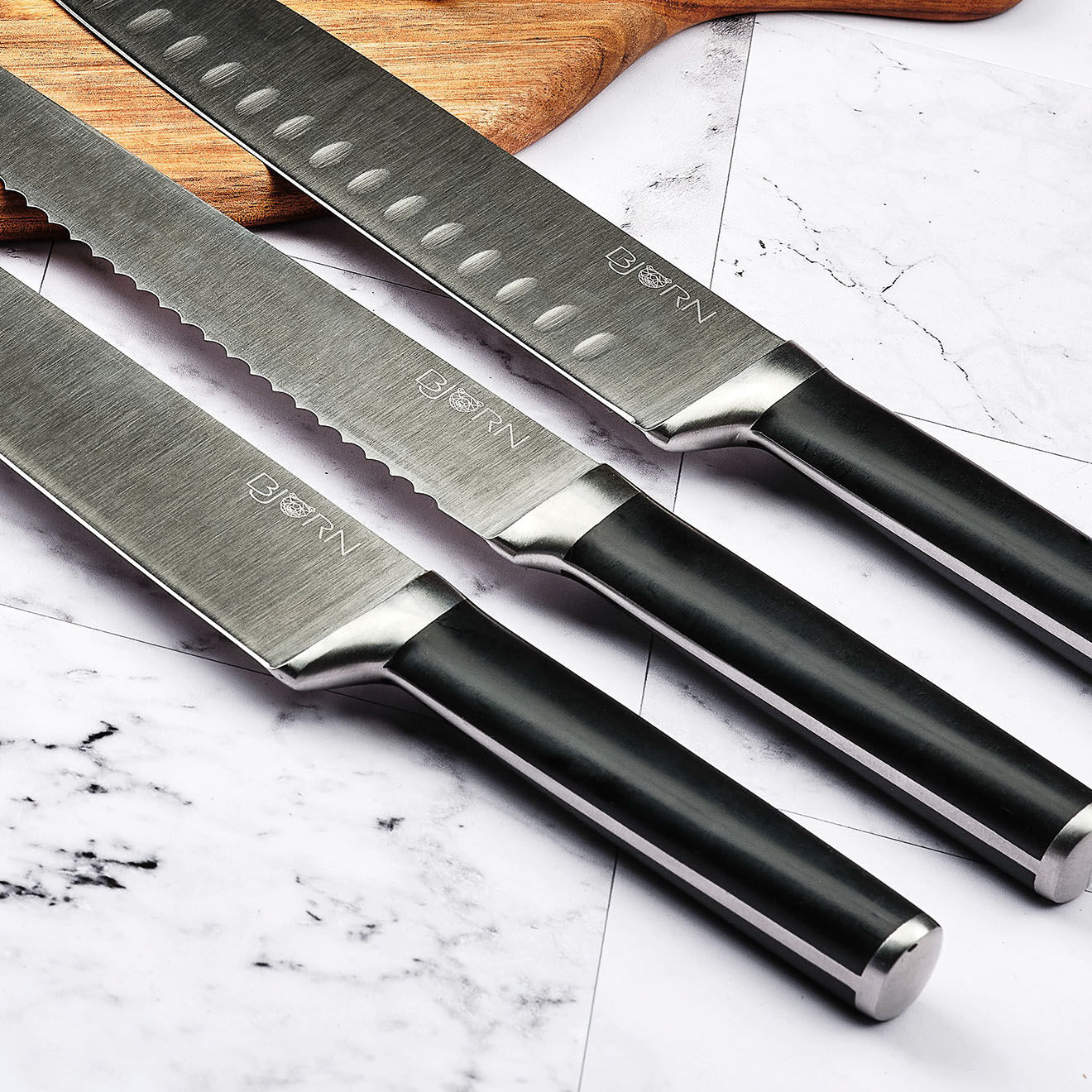 Bjorn Bloc avec couteaux de cuisine Jona Imatra inox mat  - 7 pièces
