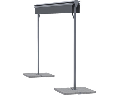 Vrijstaande zonnescherm 4x3, doek effen grijs, frame RAL 7015 leigrijs, incl. slinger