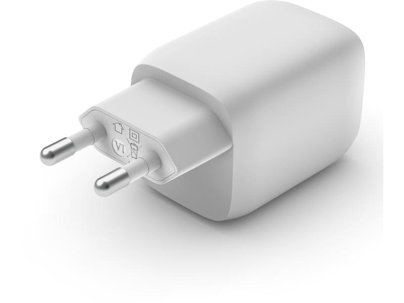 Belkin USB-Wandladegerät Dual USB-C GaN PD 65W   USB-C-Kabe Dual USB-C GaN Wall Charger mit PPS 65W und mitgeliefertem USB-C Kabel