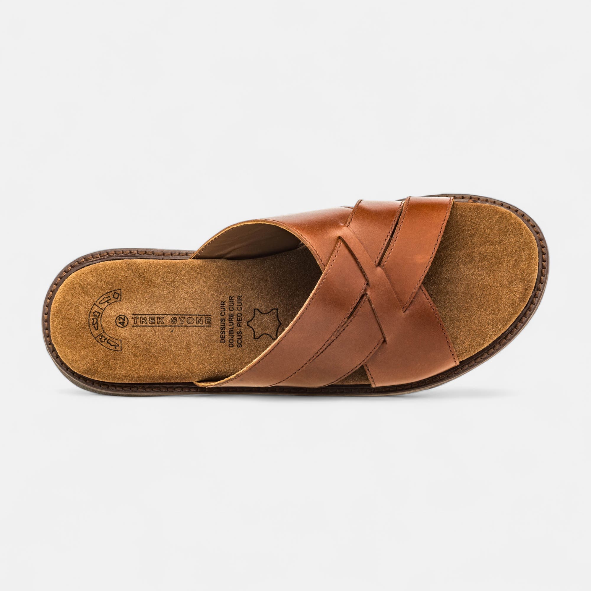 Mules Homme en cuir cognac