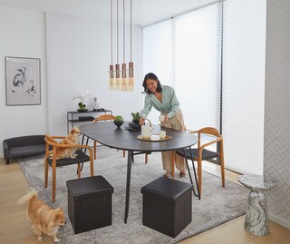 Kave Home Stapelstuhl Garten NINA 4er Set braun /schwarz