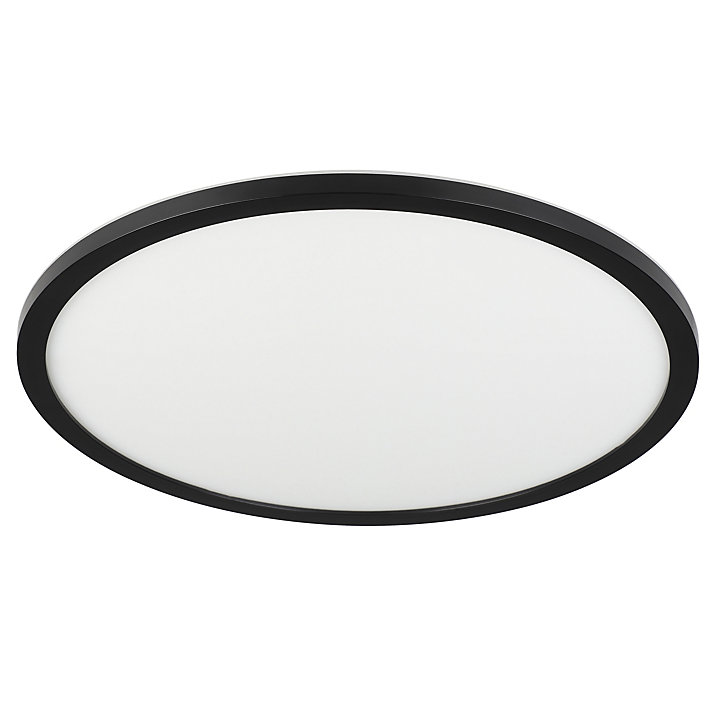 Plafonnier LED intégrée dimmable 3000lm 24W IP44 blanc froid, blanc naturel et blanc chaud GoodHome Flush noir mat H.2.5 x Ø42 cm