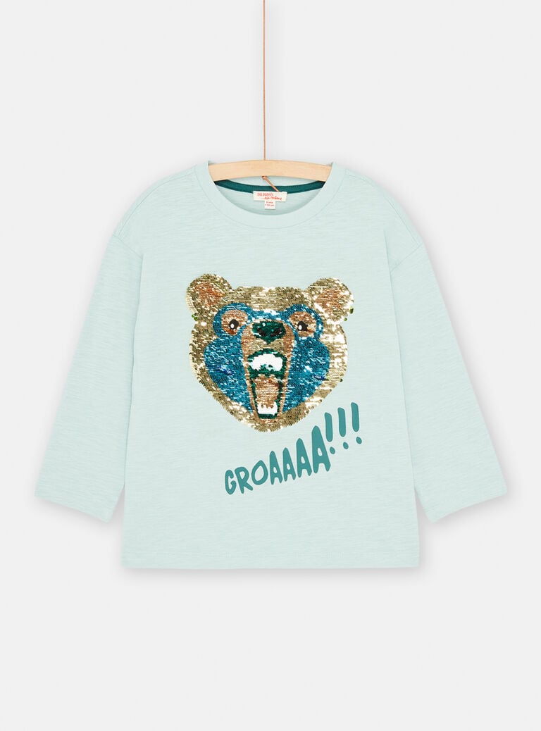 T-shirt bleu arctique à sequins réversibles pour garçon