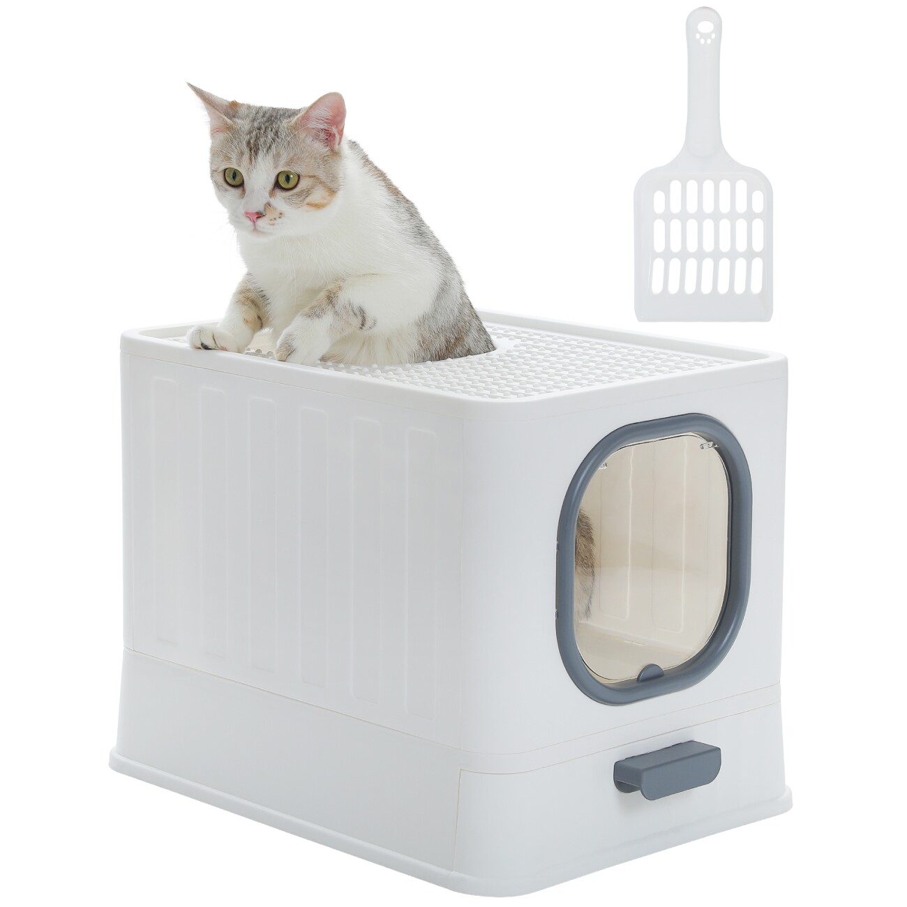 Pawz Road Katzentoilette mit Deckel grau