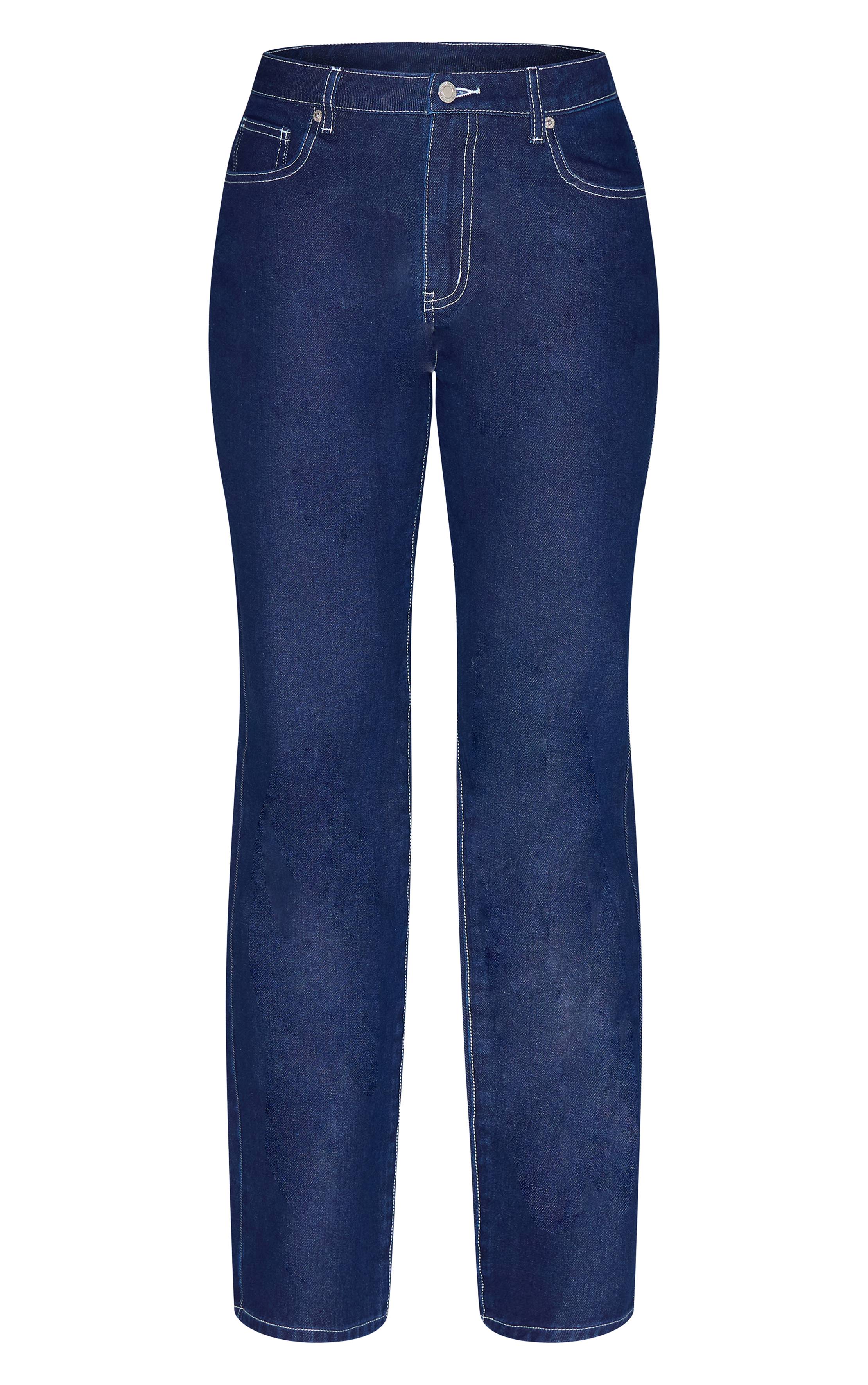 Bleu Indigo Jean Tall Taille Mi-haute Coupe Large