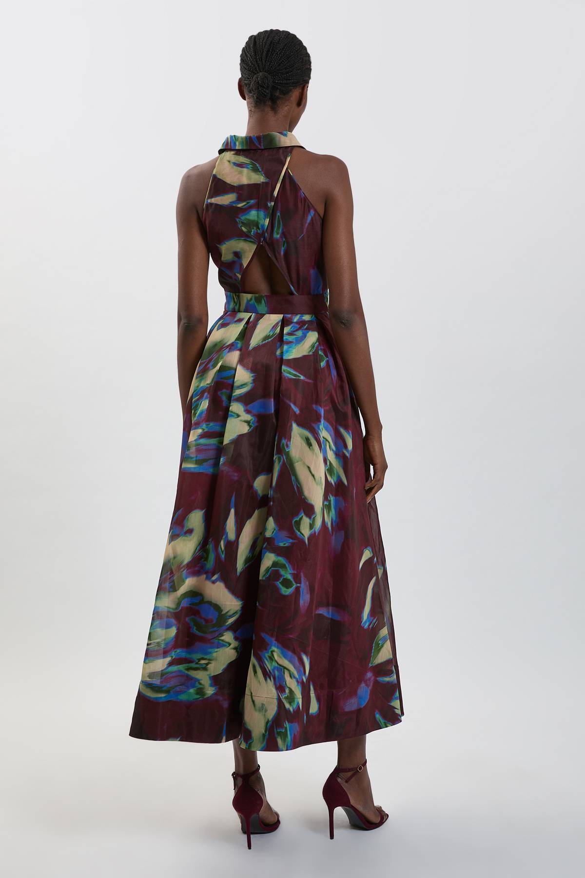 KarenMillen Robe Maxi Col Chemisier Organza Imprimé Abstrait