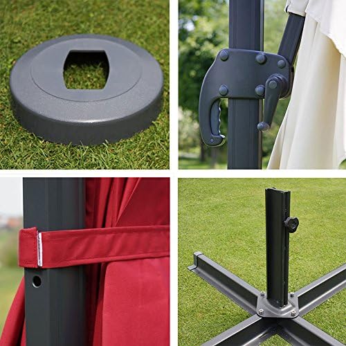 Mendler Gastronomie-Ampelschirm HWC-A96, 3,5x3,5m (Ø4,95m) Polyester Alu/Stahl 25kg