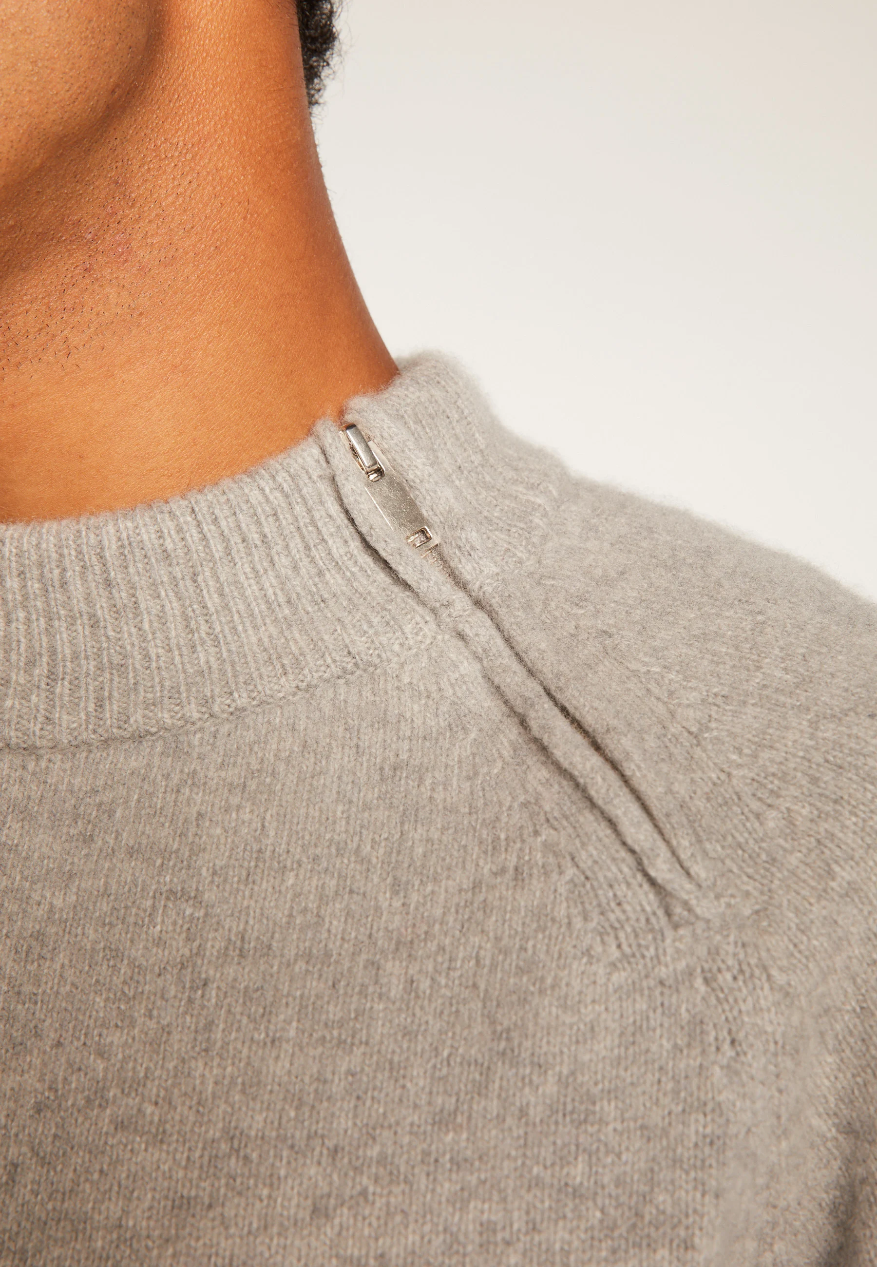TIAM - Pull col rond zip épaule en cachemire mélangé | Gris
