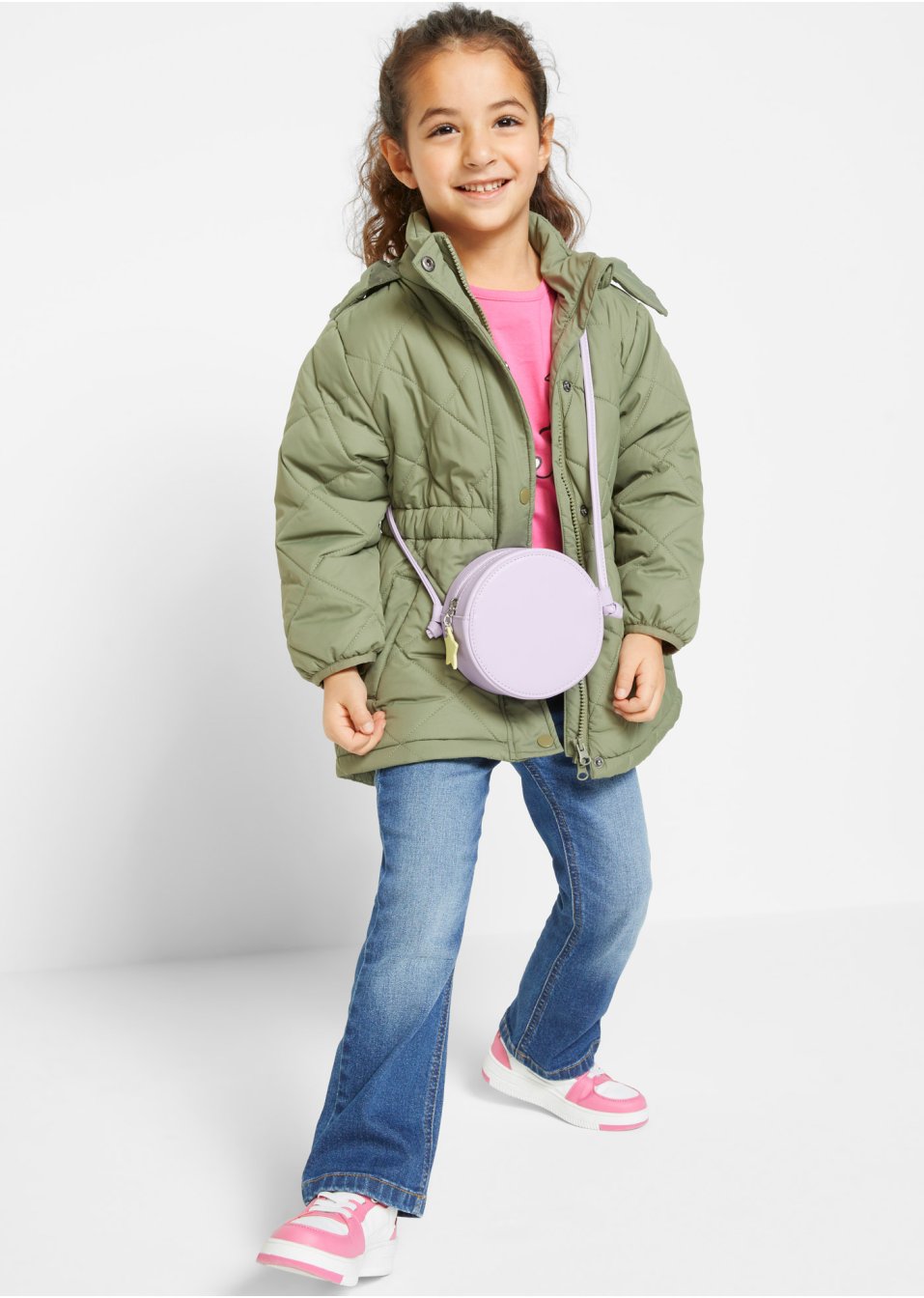 Parka fille avec motif losange matelassé
