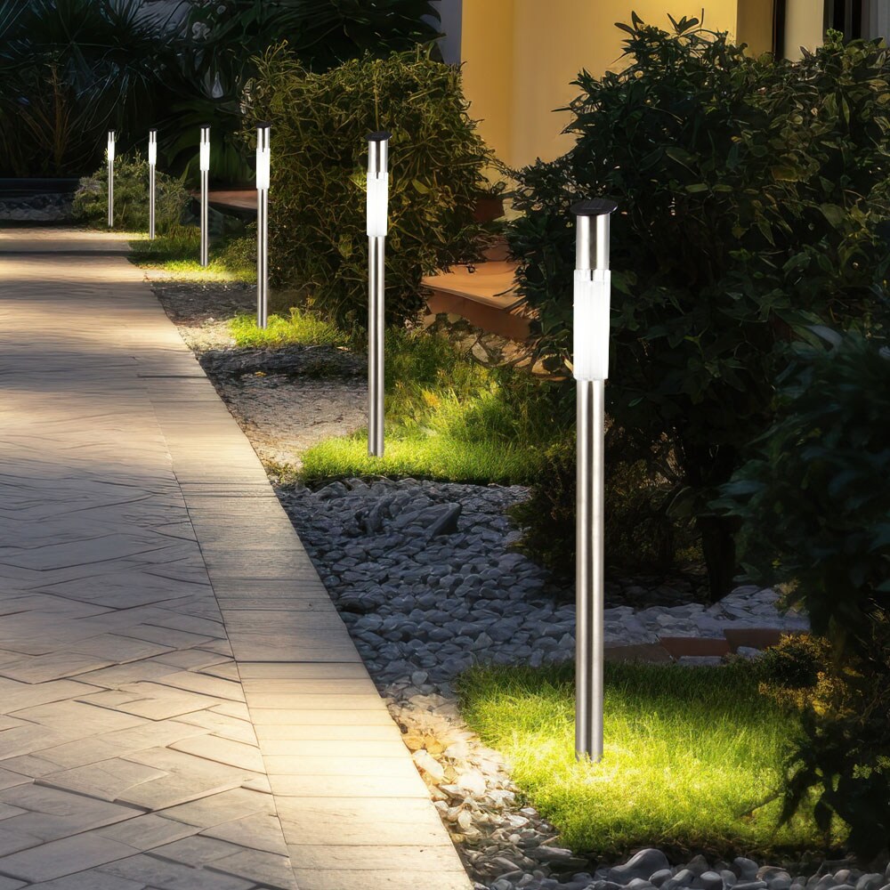 3er Set Solar-Steckleuchte, Edelstahl, H 70 cm