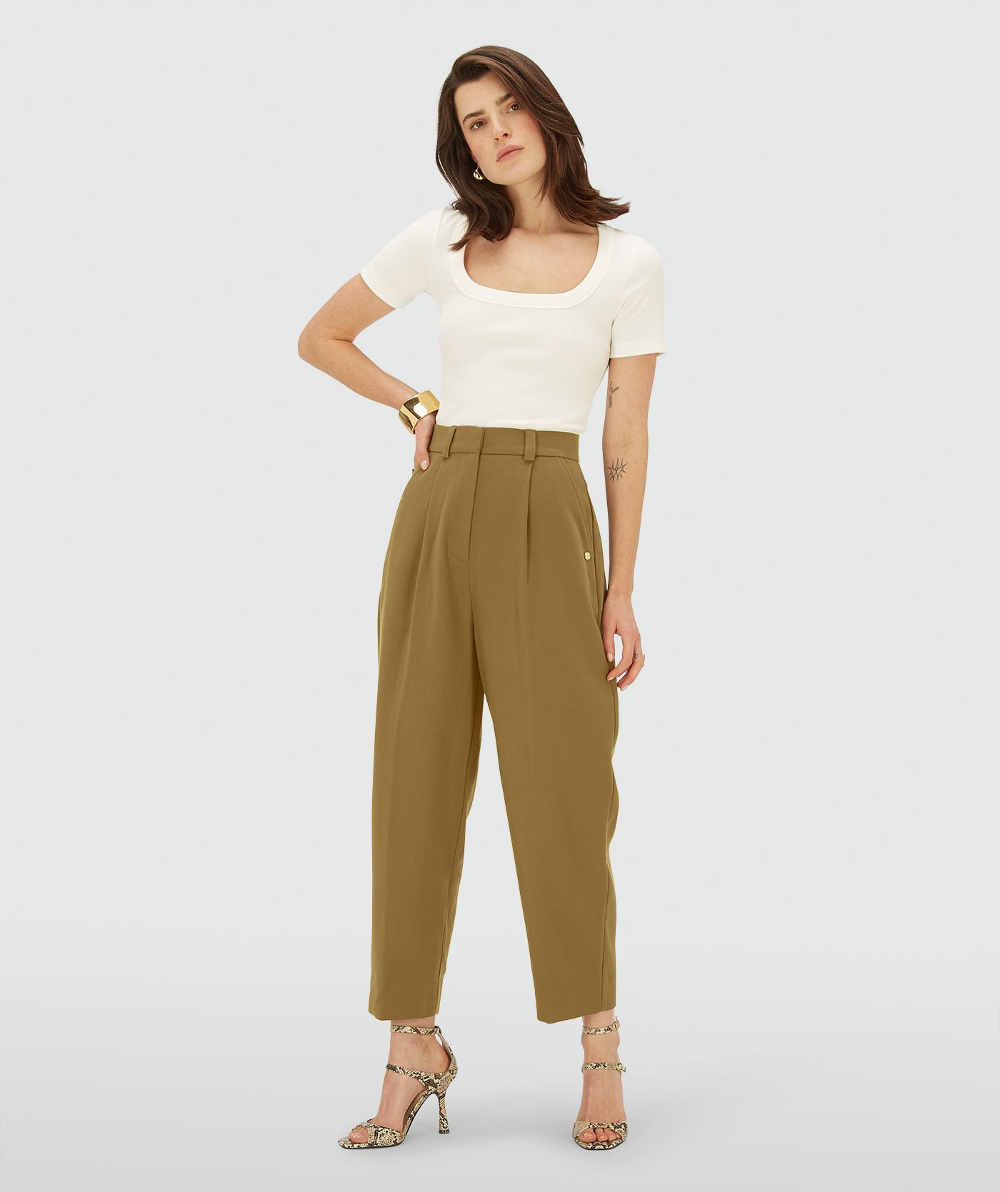 JV-SONYES oversized balloon fit pantalon - olive green