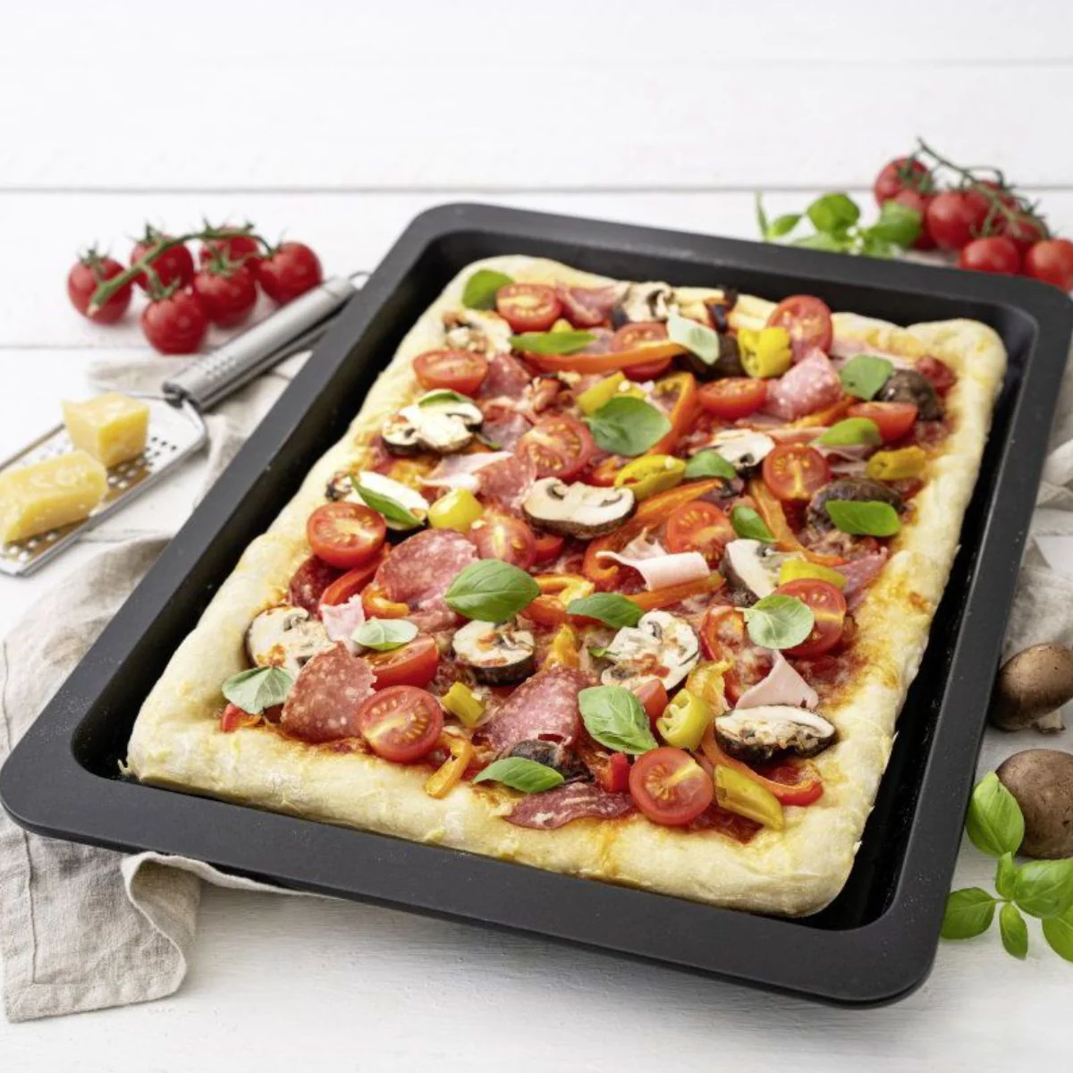 Ensemble pour pizza avec une plaque de cuisson four, 2 planches à pizz
