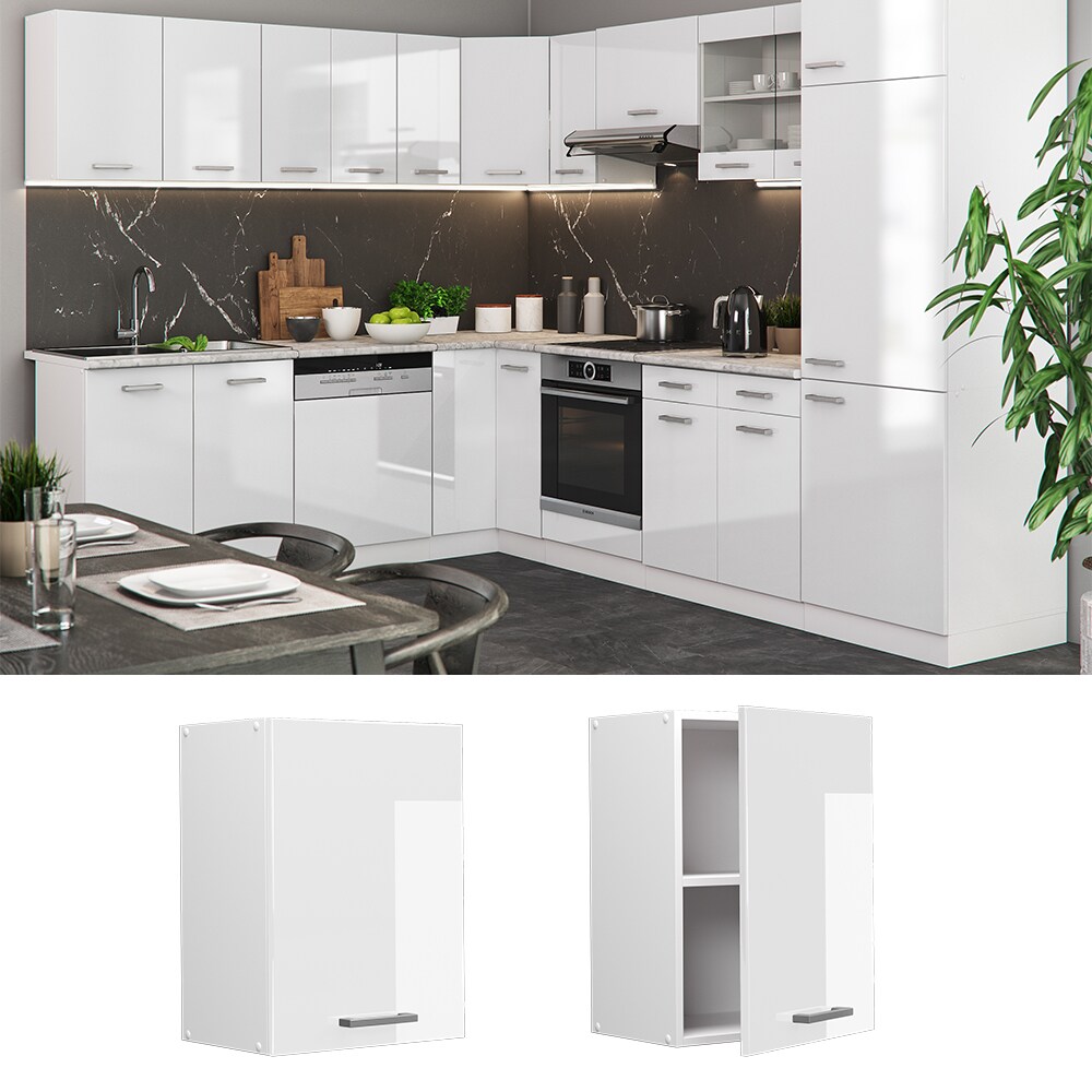 Vicco Hängeschrank Küchenschrank Küchenzeile R-Line 45 cm Weiß Tür Fächer Hochglanz