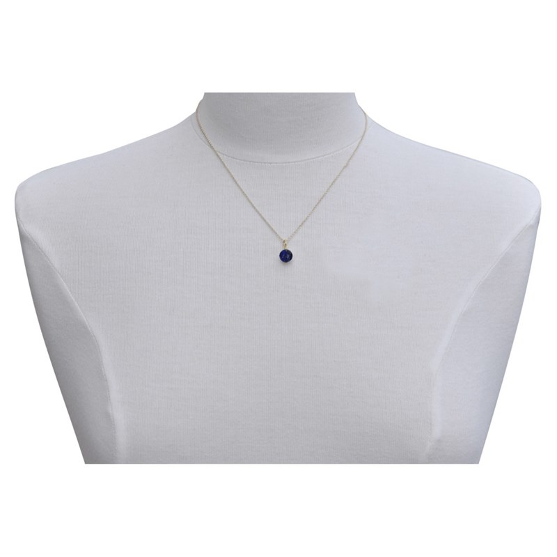 Collier Plaqué Or Pendentif Perle de Lapis Lazuli