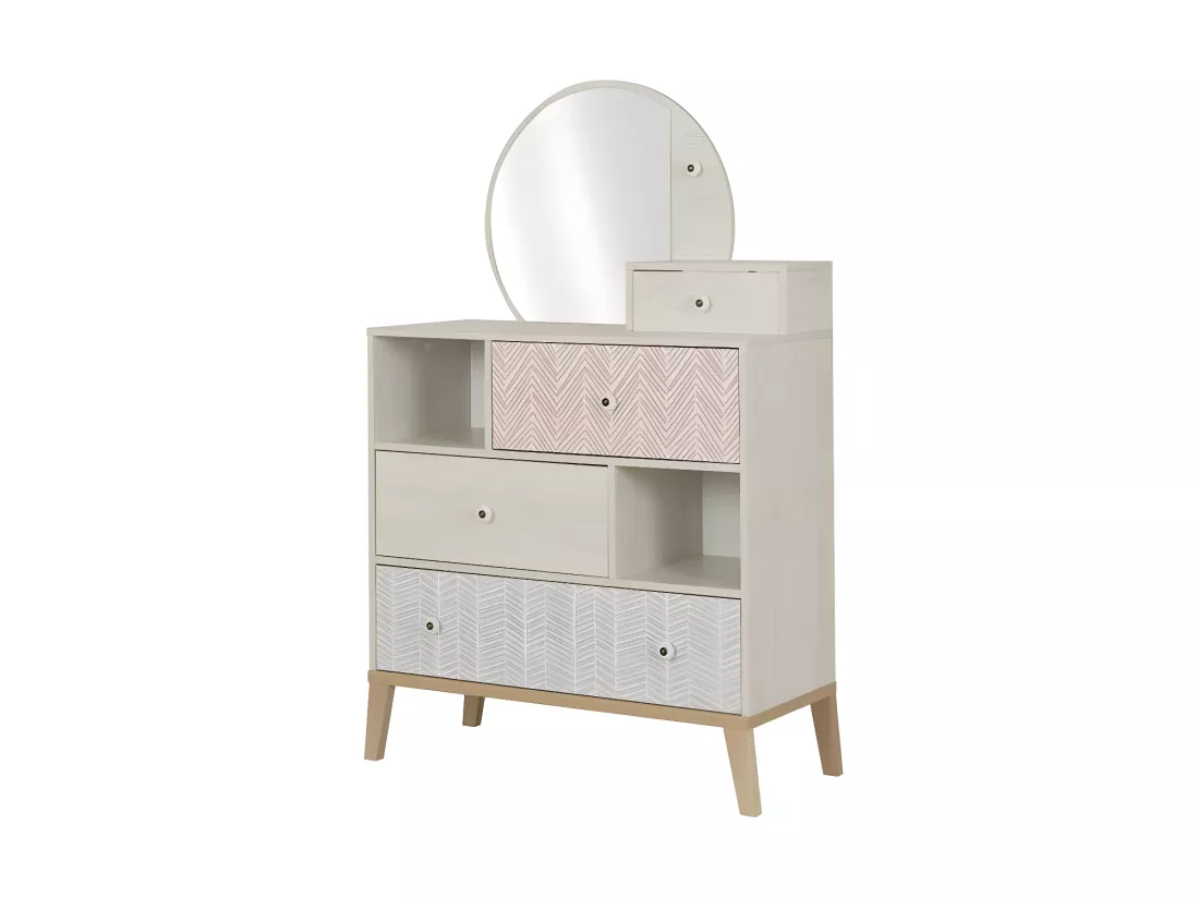 Coiffeuse 4 tiroirs Bois blanchi - SOLVEIG