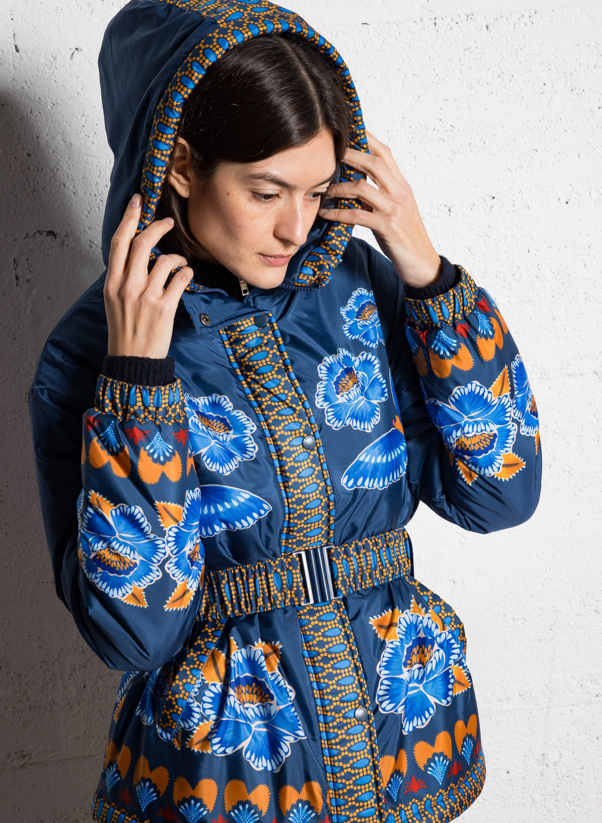 DALEA - Manteau droit à capuche | Bleu