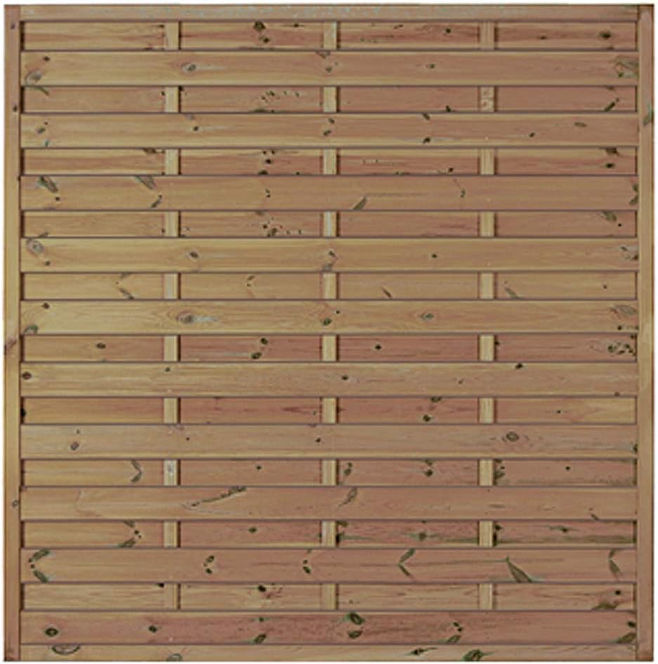 Sichtschutzzaun Holz 180x180 cm – Lamellenzaun aus druckimprägniertem Kiefer/Fichte, blickdichtes Zaunelement für Garten, Terrasse & Balkon „Berlin
