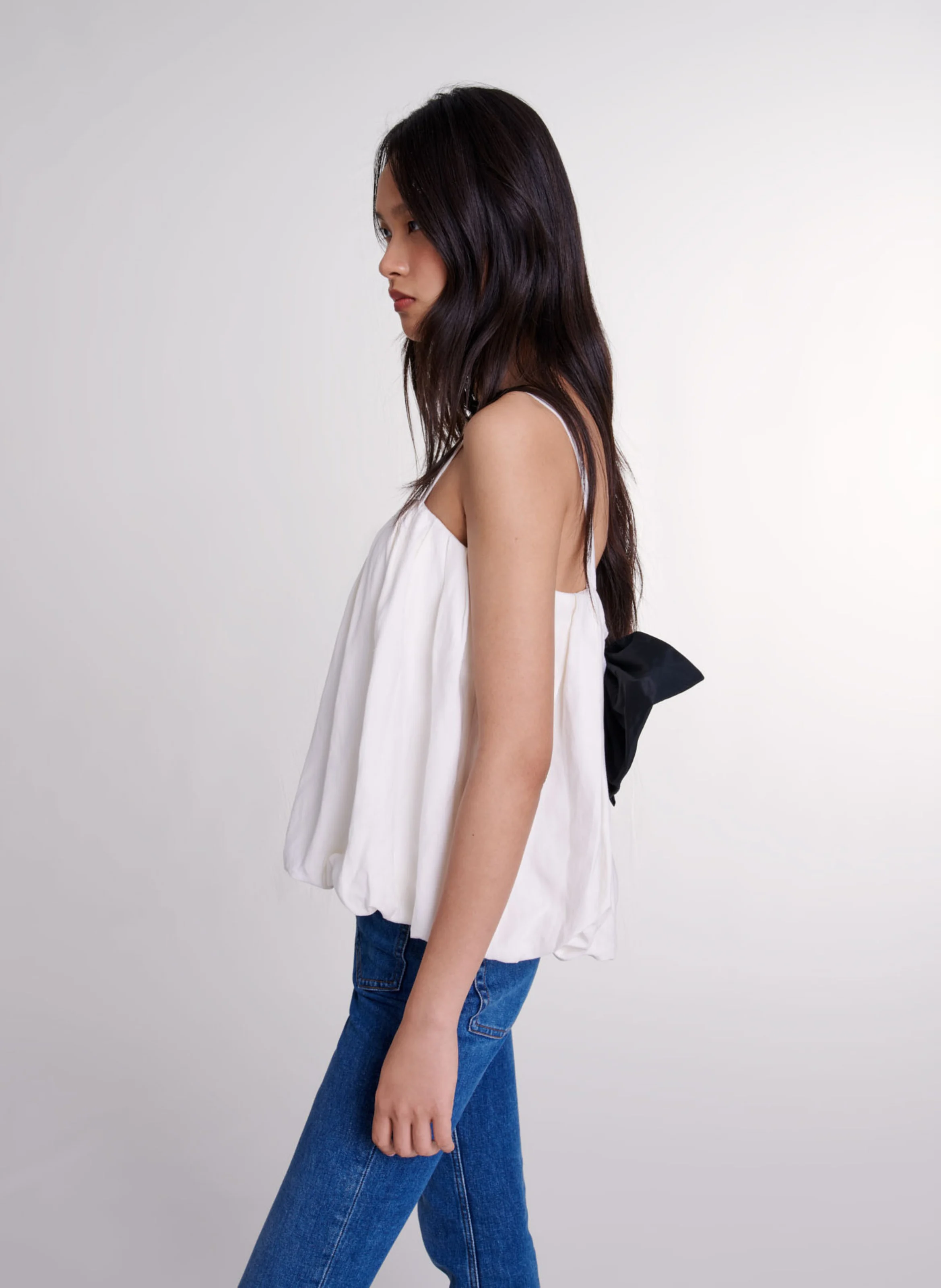 Top ample à col carré | Blanc