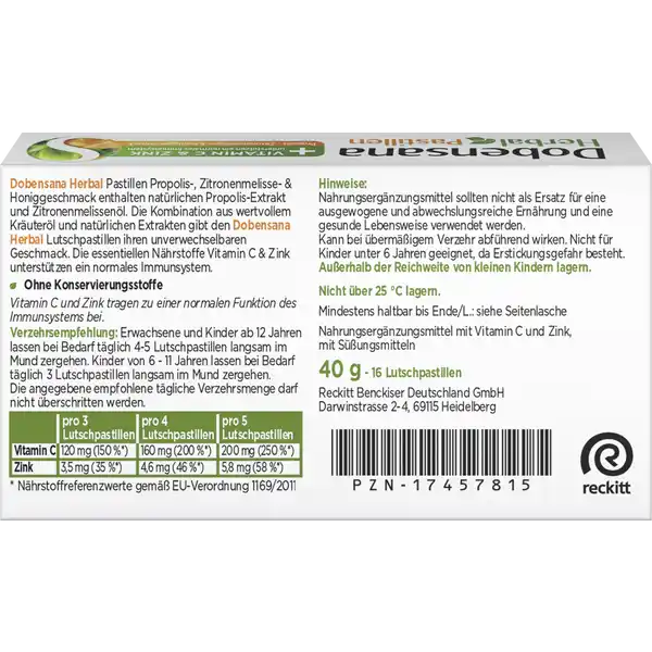 Herbal Pastillen Propolis-, Zitronenmelisse- & Honiggeschmack