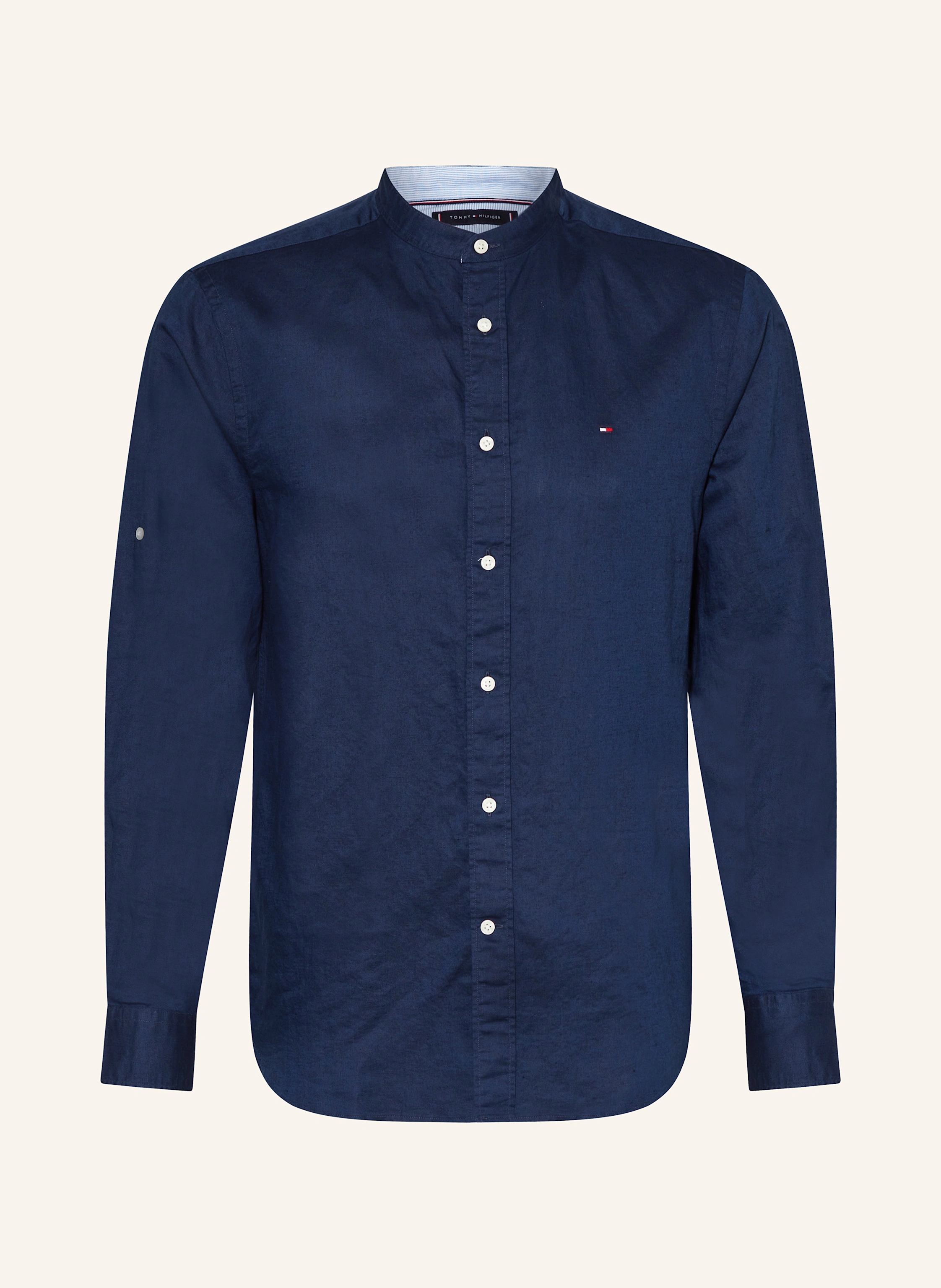 TOMMY HILFIGER Hemd Regular Fit mit Leinen und Stehkragen