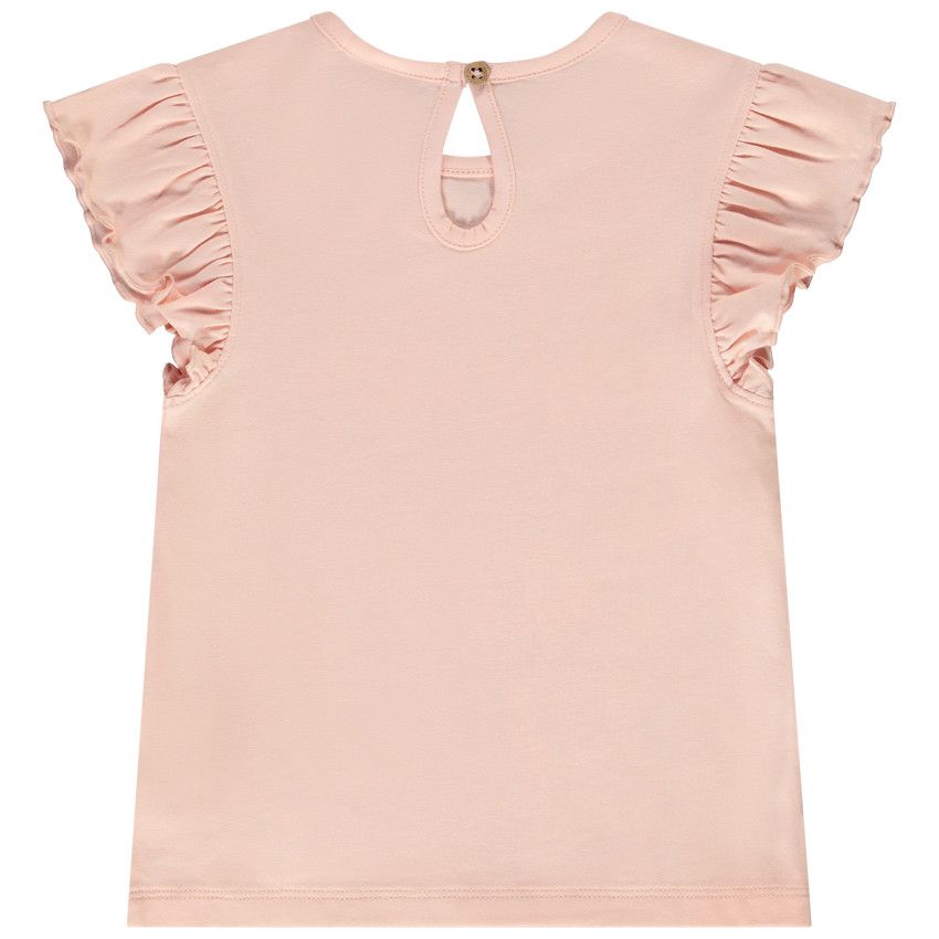 T-shirt manches courtes volantées en jersey print Tic & Tac pour bébé fille - Rose
