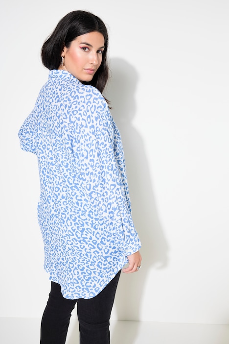Bluse, oversized, Musselin, Color-Leo