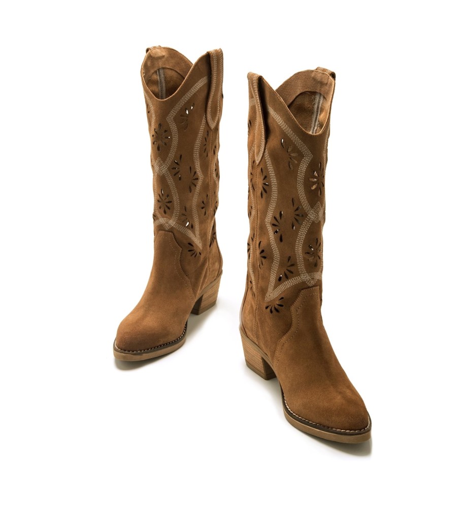 Botas Mustang Teo em couro marrom - Salto de 5 cm -