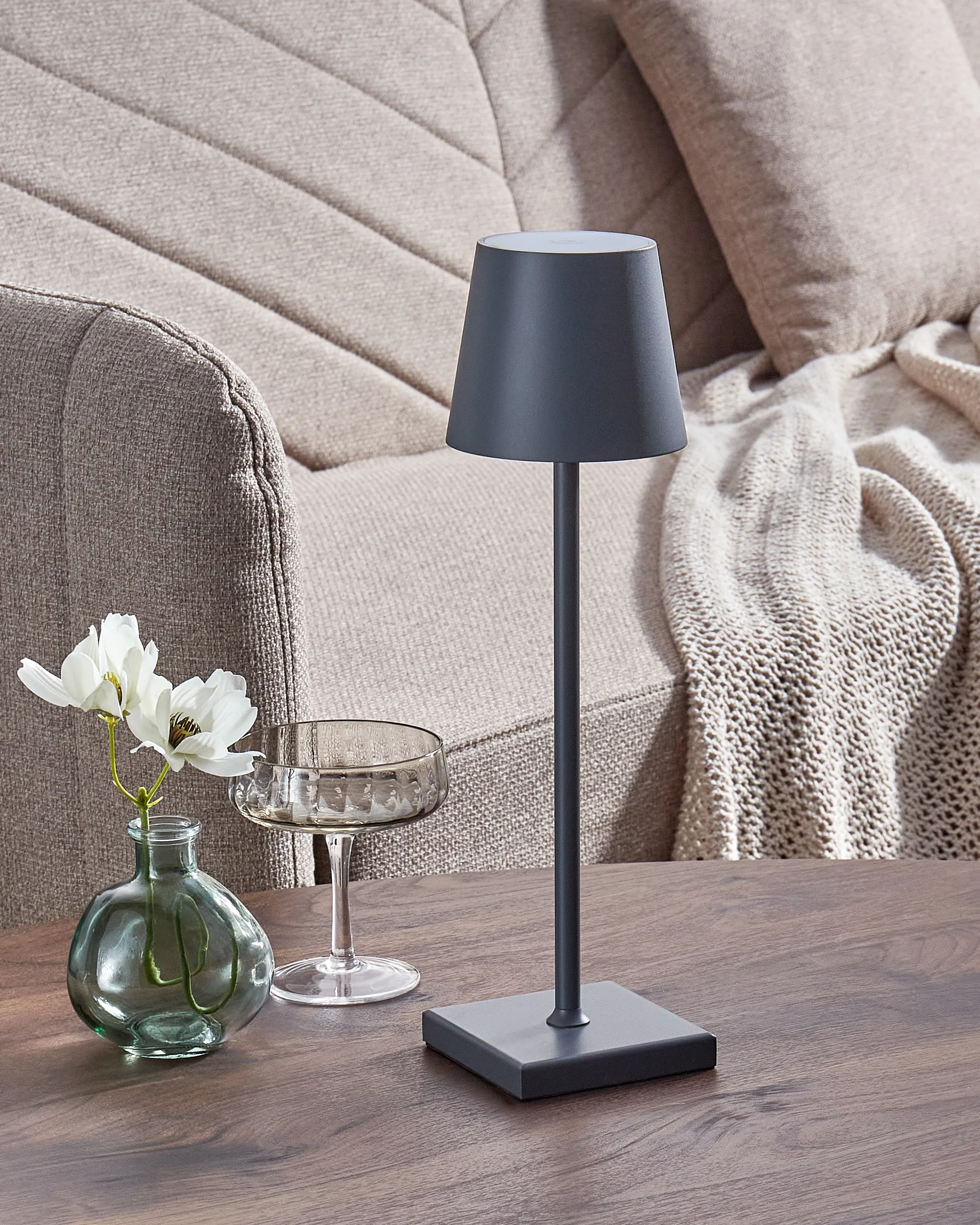 LED draadloze tafellamp BACEIRO met dimmer Metaal Donkergrijs