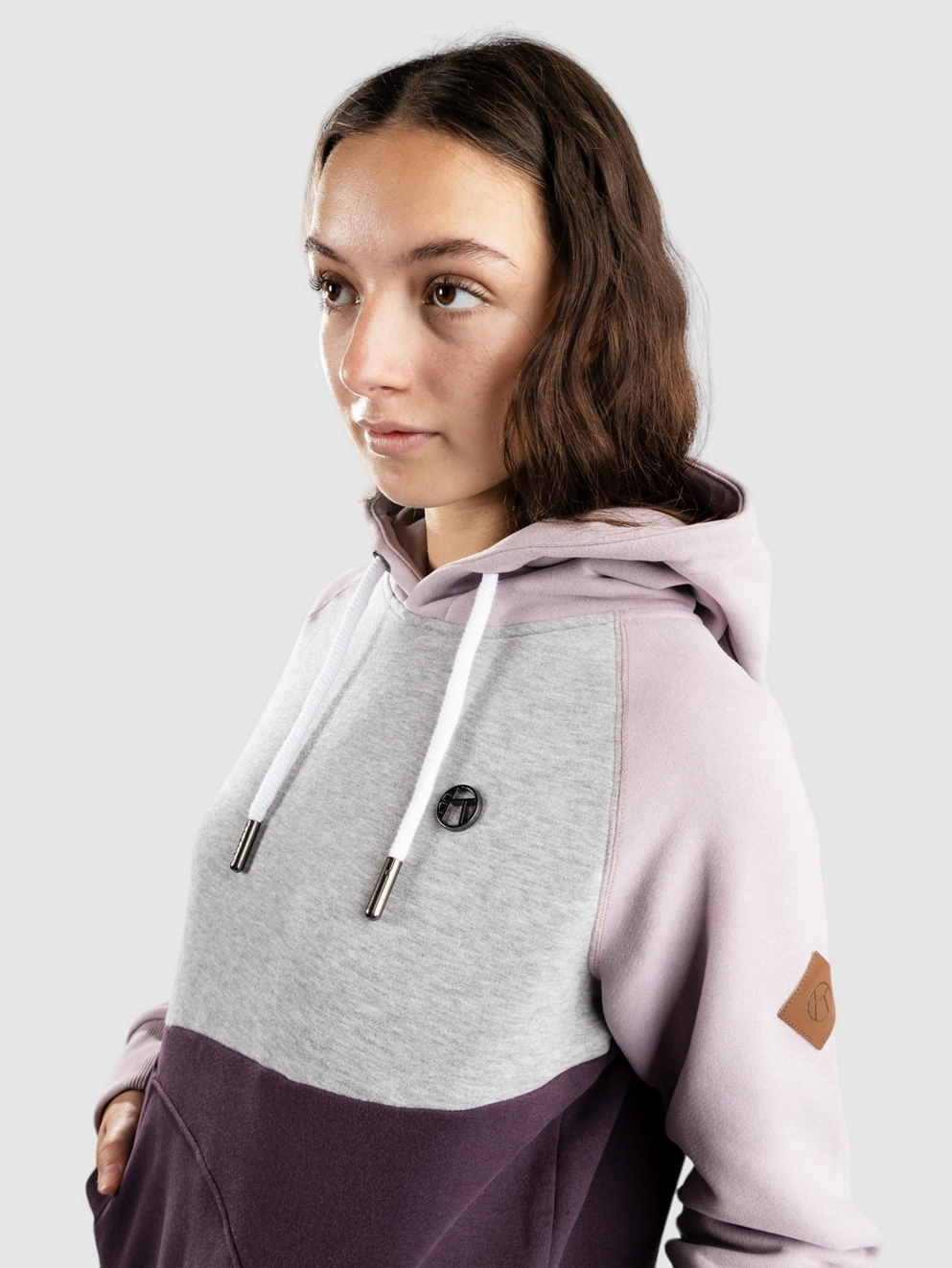 Kazane Gudrin Hoodie sea fog lt hthr gr plum