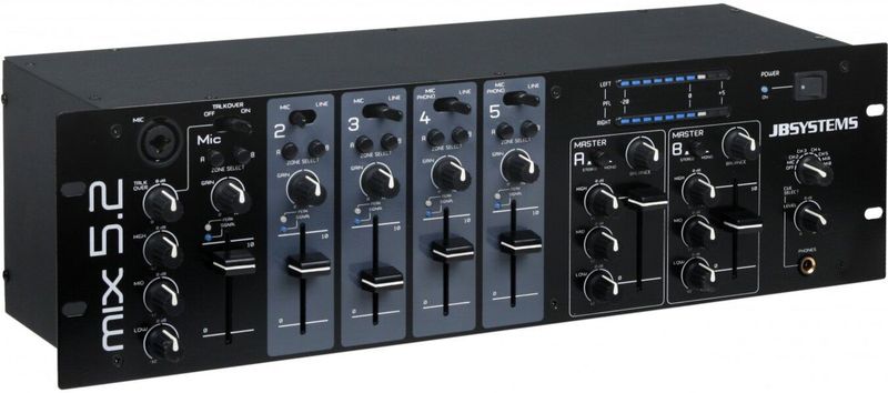 JB Systems - MIX 5.2 - Zone Mixer - 5 Kanalen - 2 Uitgangen