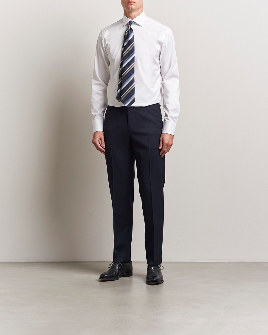 Stenströms Fitted Body Cotton Twill Cut Away Shirt White