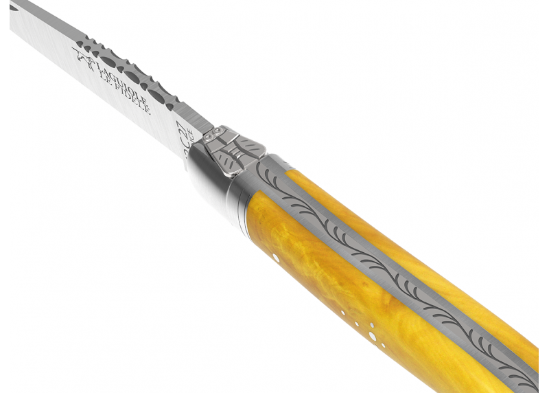 Couteau Laguiole avec un manche en buis et 1 mitre en acier inoxydable