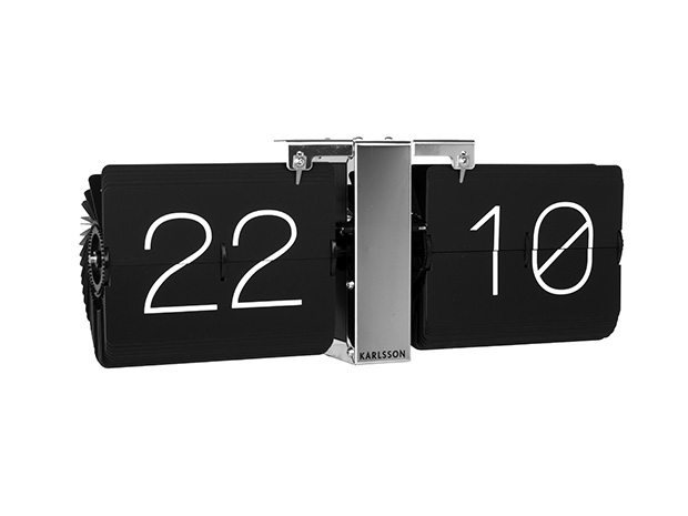 Flip clock No Case black, chrome stand
