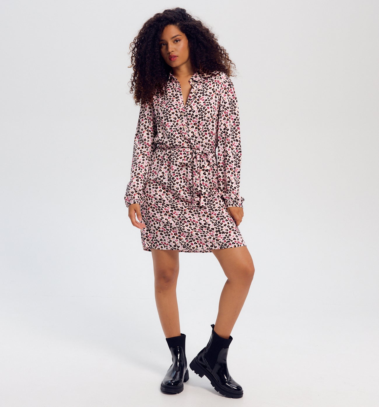 Robe-chemise courte Femme - Imprimé écru